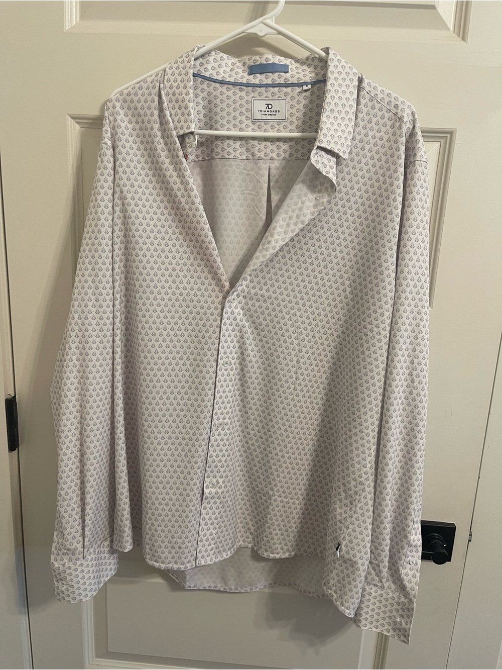 7 Diamonds Men's Light Gray Printed Long-Sleeve Button-Up Shirt